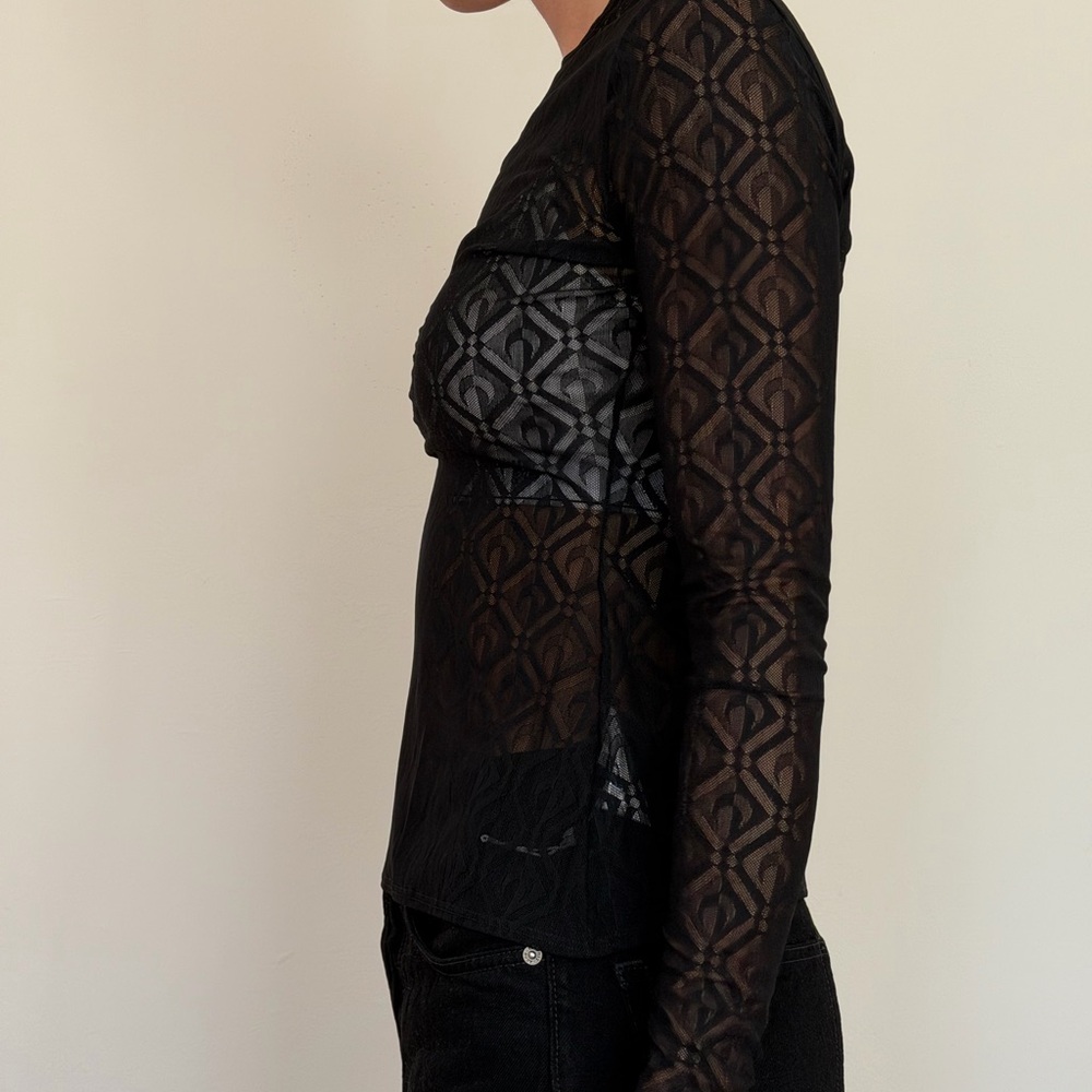 Marine Serre Black Patterned Sheer Top - Picture 6 of 6